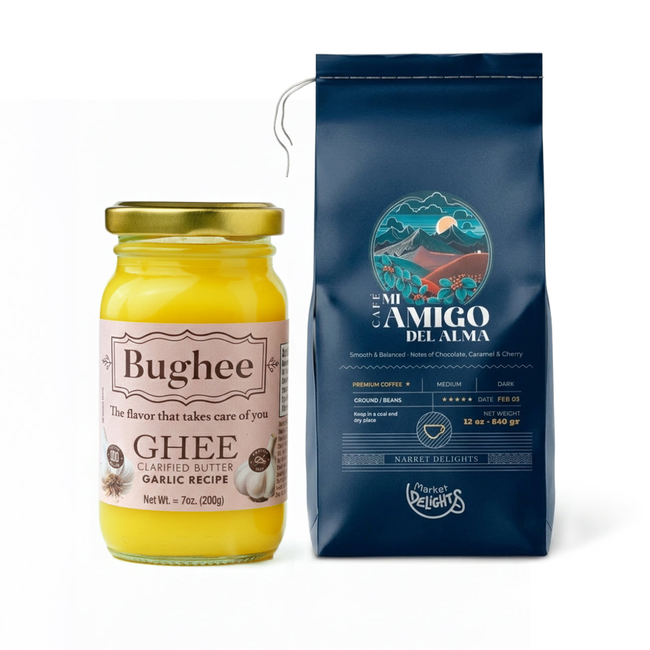 Pack 1 Bughee Garlic + 1 Premium Artisan Coffee Mi Amigo del Alma