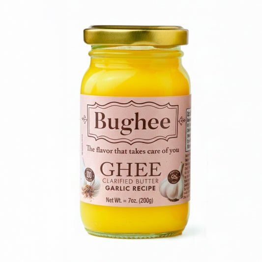 Bughee Garlic Infused Ghee – Pure Clarified Butter with Garlic Flavor 7 Oz (200g)