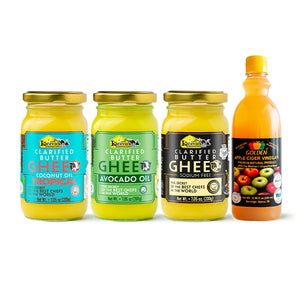 Ghee Pack 1 Natural 7.05Oz + 1 Avocado 7.05Oz + 1 Tropical 7.05Oz + Golden Apple Cider Vinegar
