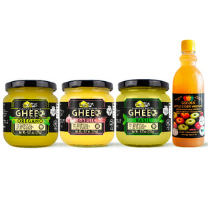 Ghee Pack 1 Basil 6,17Oz + 1 Garlic 6,17Oz + 1 Oregano 6,17Oz + Golden Apple Cider Vinegar